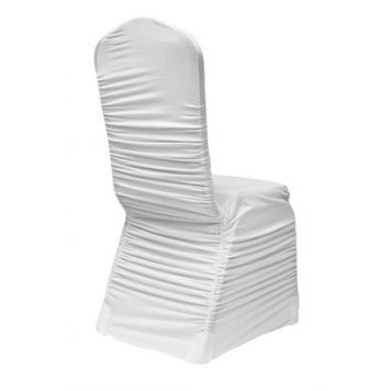 White Ruffled Spandex Banquet Chair Cover