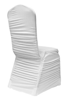 White Ruffled Spandex Banquet Chair Cover