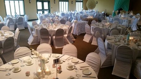 White Ruffled Spandex Banquet Chair Cover - Image 5